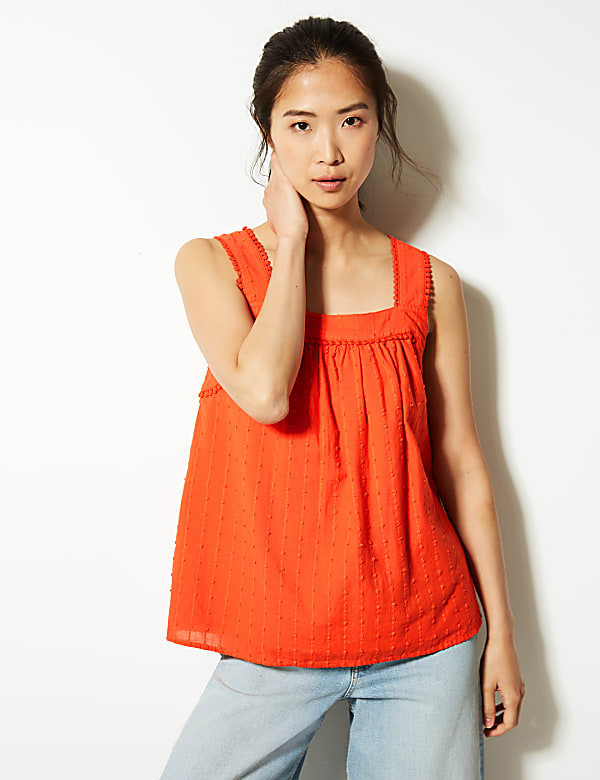 Pure Cotton Textured Camisole Top