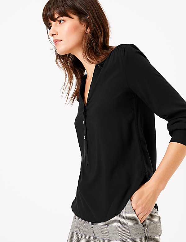 V-Neck Popover Blouse