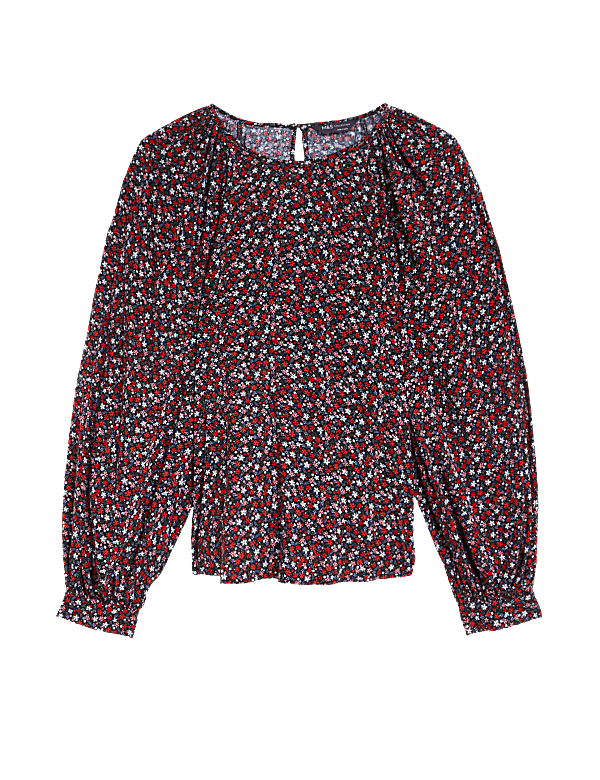 Printed Round Neck Blouse