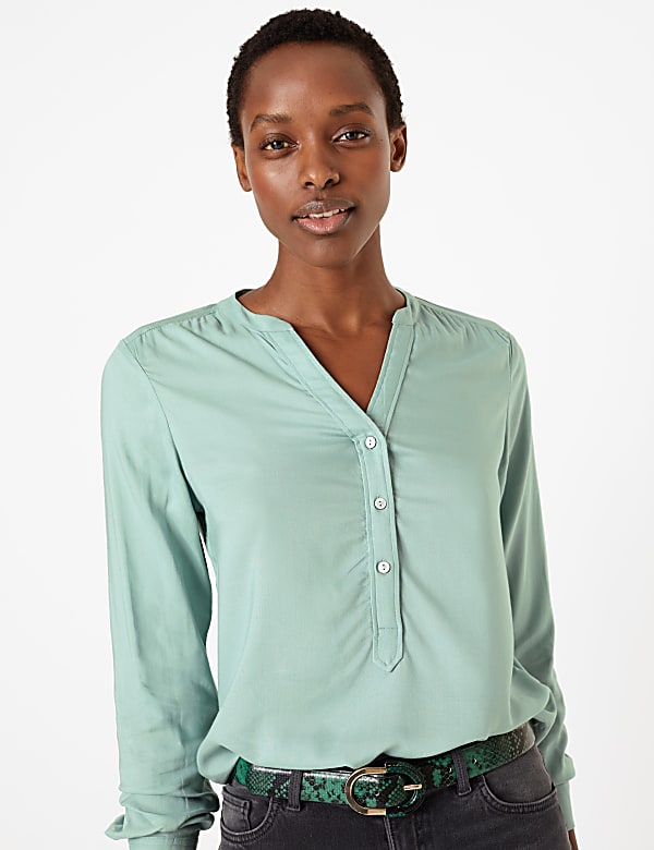 V-Neck Popover Blouse