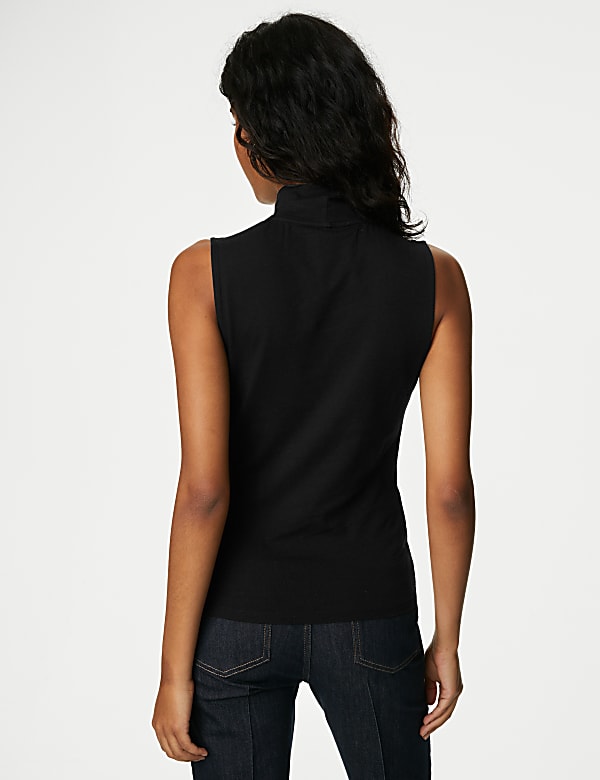 Cotton Rich Funnel Neck Vest Top