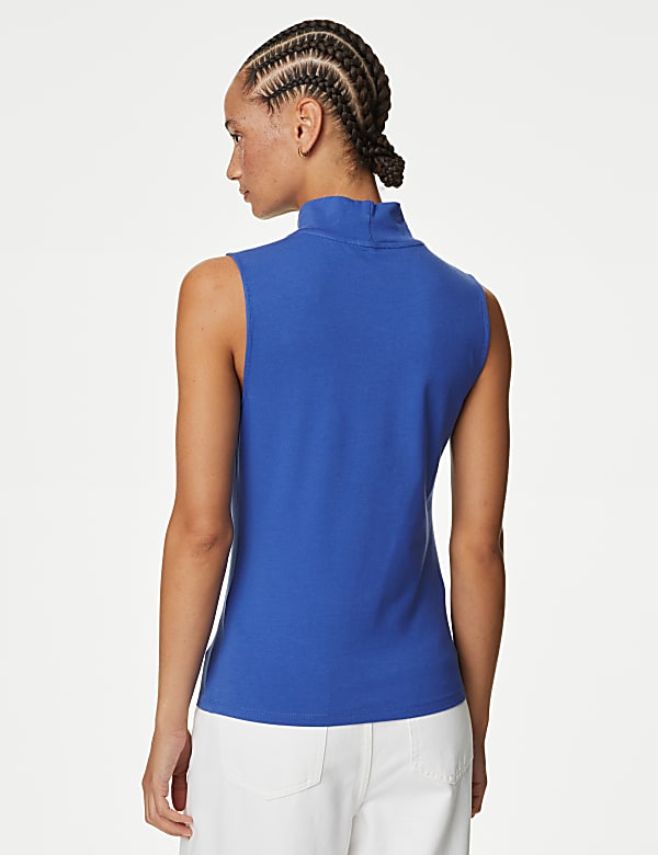 Cotton Rich Funnel Neck Vest Top