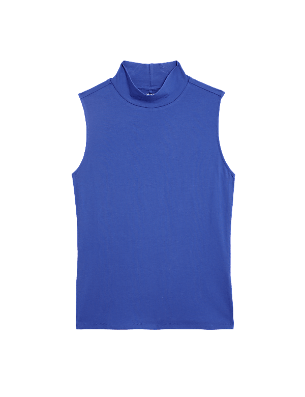 Cotton Rich Funnel Neck Vest Top