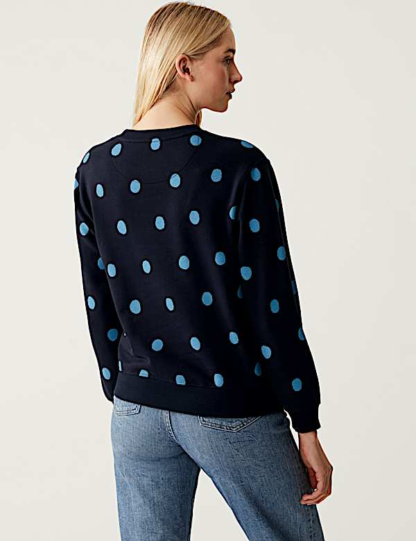 Cotton Rich Printed Crew Neck Sweatshirt - AT