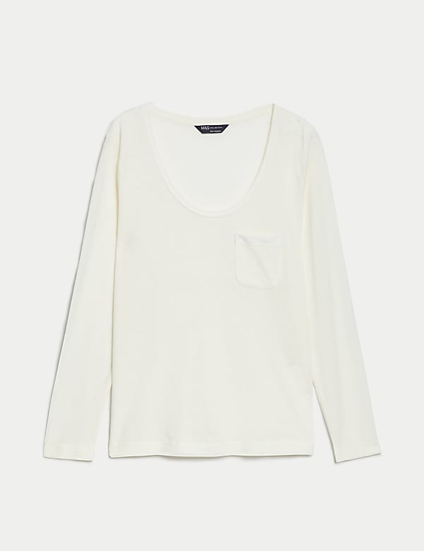 Linen Blend Scoop Neck Top - BE