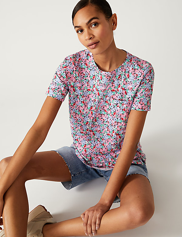 Pure Cotton Printed Pocket T-Shirt