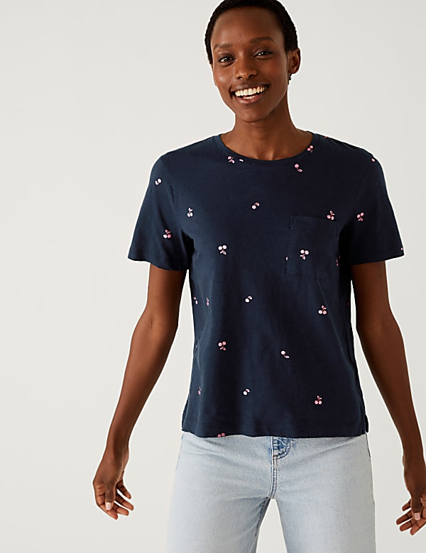Pure Cotton Printed Pocket T-Shirt