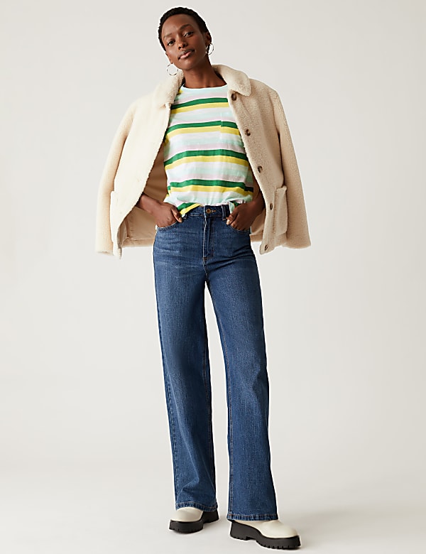 Pure Cotton Striped Pocket T-Shirt