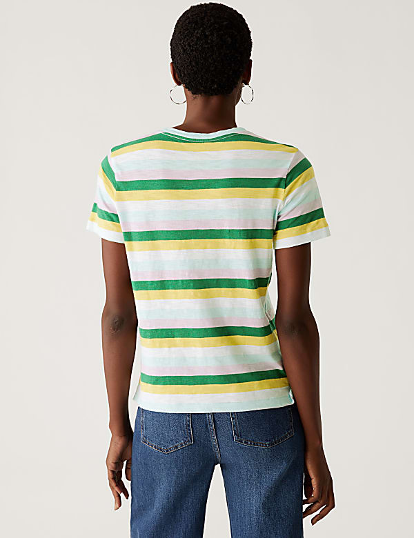 Pure Cotton Striped Pocket T-Shirt