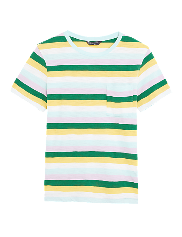 Pure Cotton Striped Pocket T-Shirt