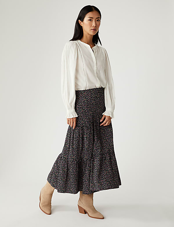Cotton Blend Popover Blouse