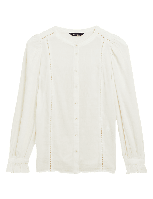 Cotton Blend Popover Blouse