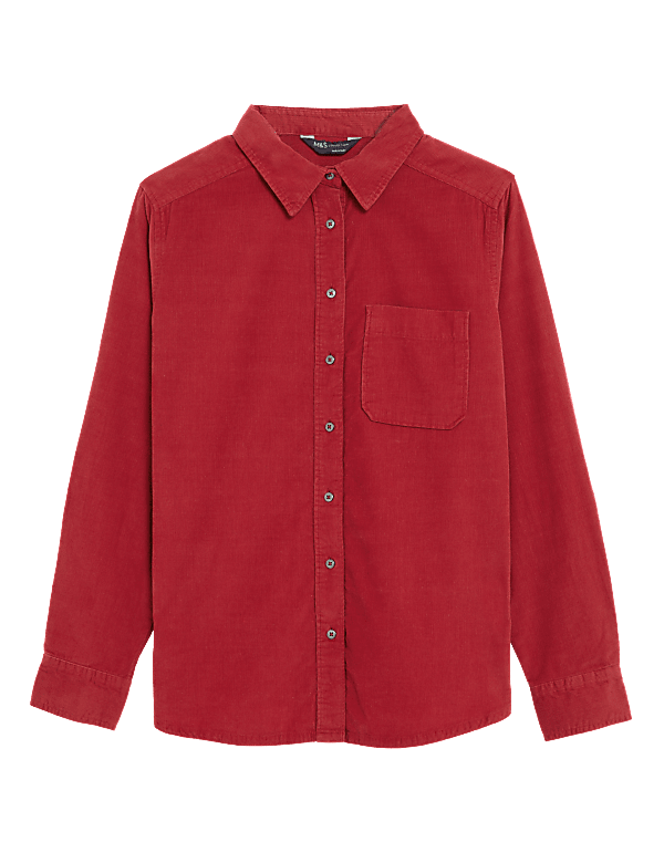 Pure Cotton Corduroy Collared Shirt