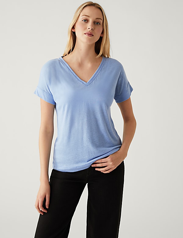 Linen Rich V-Neck T-Shirt