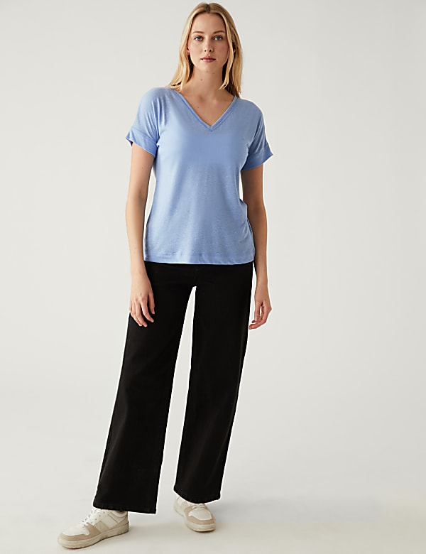 Linen Rich V-Neck T-Shirt