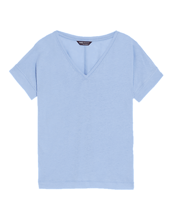 Linen Rich V-Neck T-Shirt