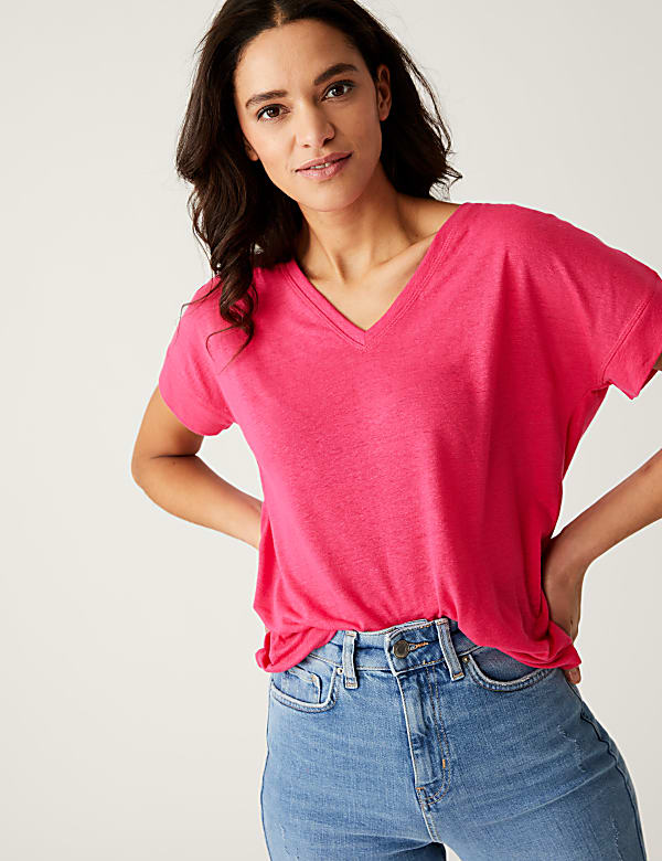 Linen Rich V-Neck T-Shirt