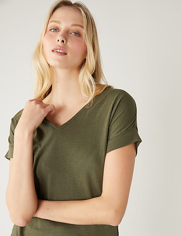 Linen Rich V-Neck T-Shirt