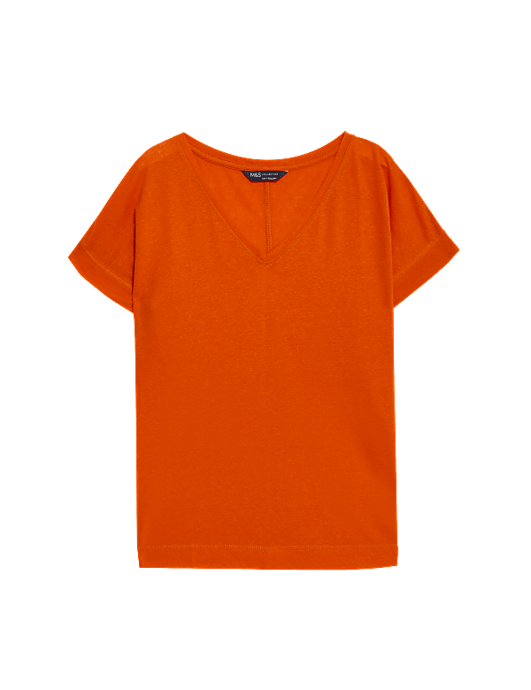 Linen Rich V-Neck T-Shirt