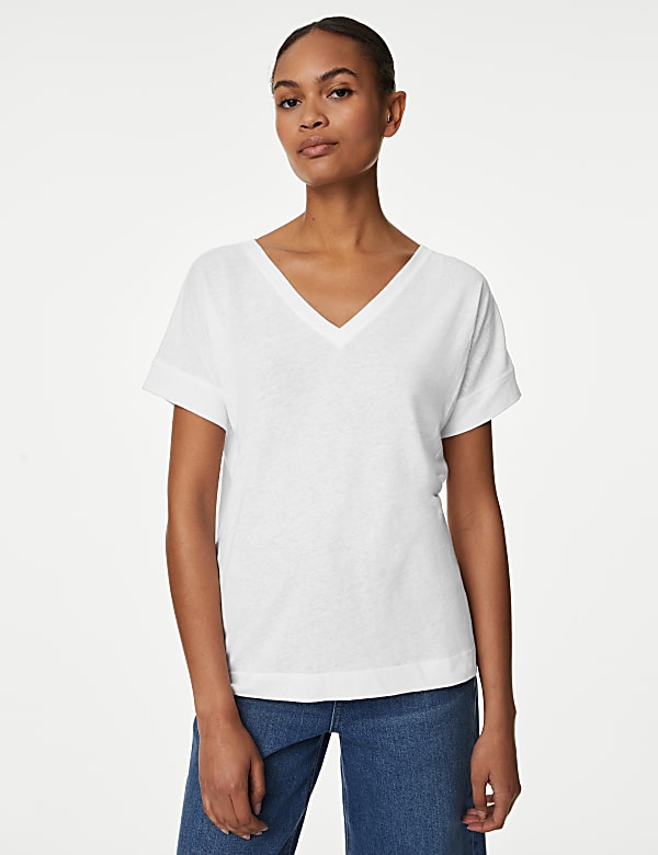 Linen Rich V-Neck T-Shirt