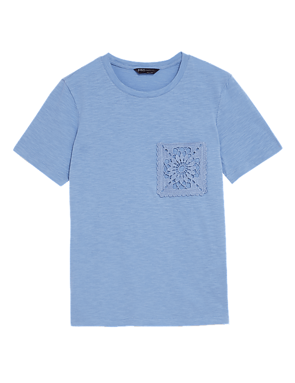 Pure Cotton Lace Pocket T-Shirt