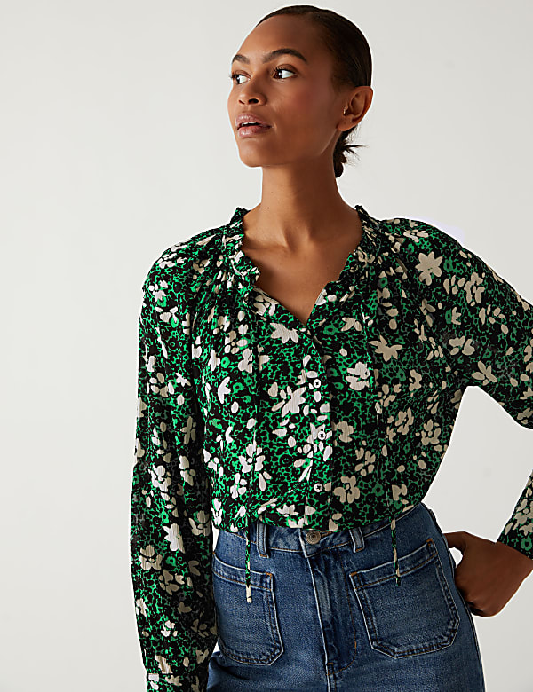 Modal Blend Floral Long Sleeve Blouse