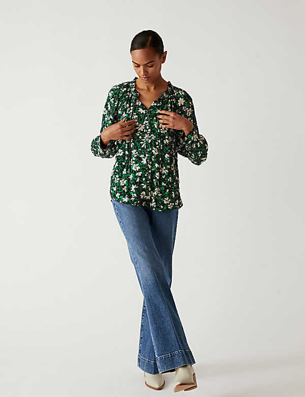 Modal Blend Floral Long Sleeve Blouse