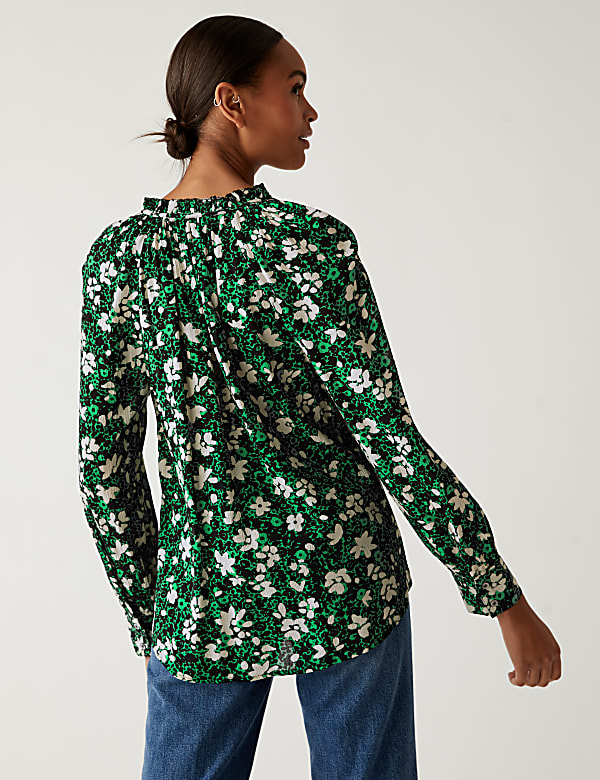 Modal Blend Floral Long Sleeve Blouse