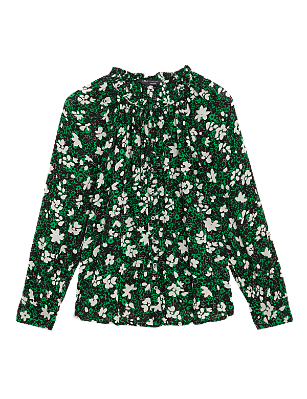 Modal Blend Floral Long Sleeve Blouse