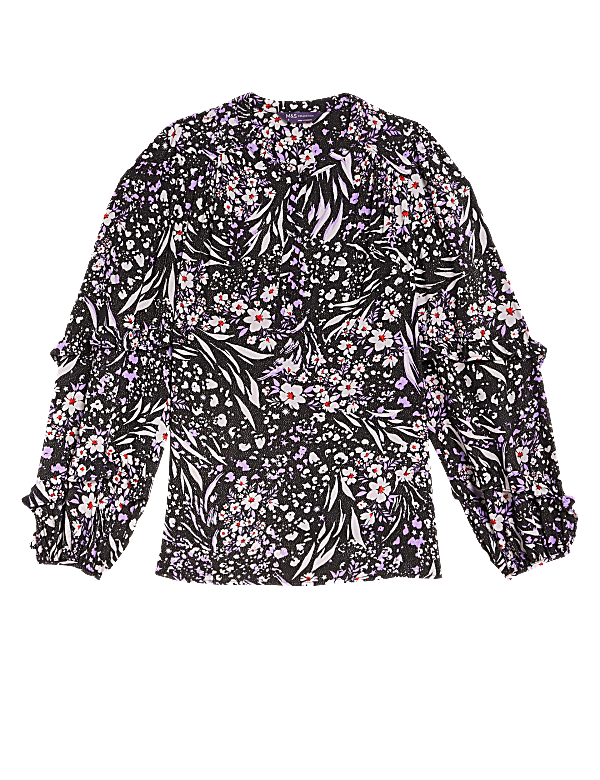 Star Print Sparkly Round Neck Blouse