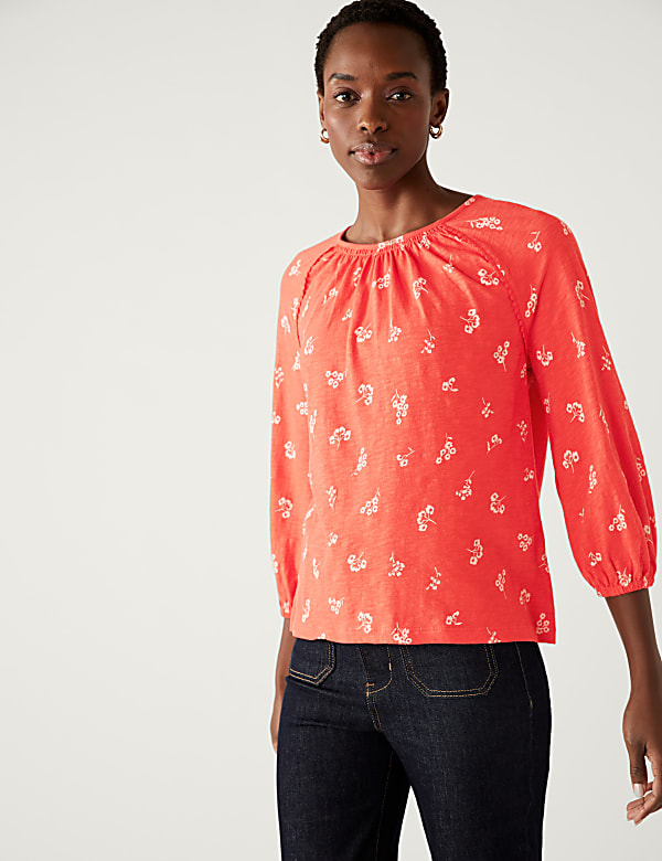 Pure Cotton Printed Round Neck Top