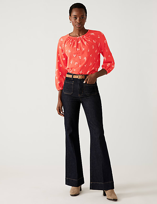 Pure Cotton Printed Round Neck Top