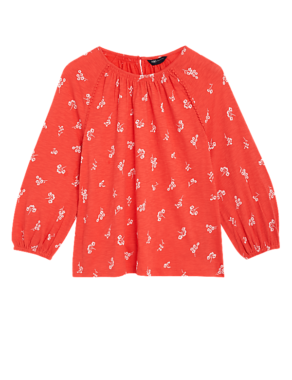 Pure Cotton Printed Round Neck Top