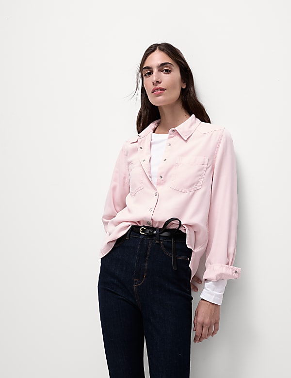 Lyocell Tea Dyed Collared Shirt