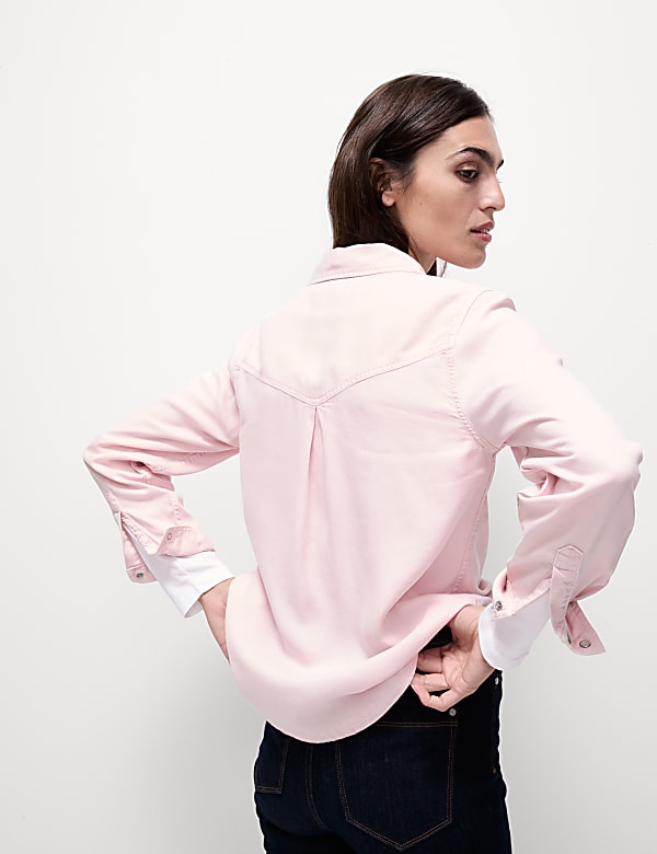 Lyocell Tea Dyed Collared Shirt