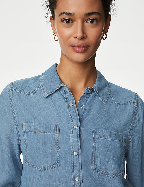 Lyocell Tea Dyed Collared Shirt