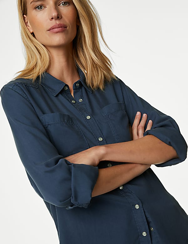 Lyocell Tea Dyed Collared Shirt