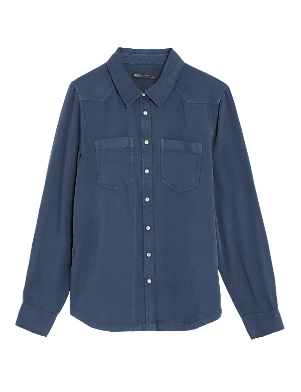 Lyocell Tea Dyed Collared Shirt