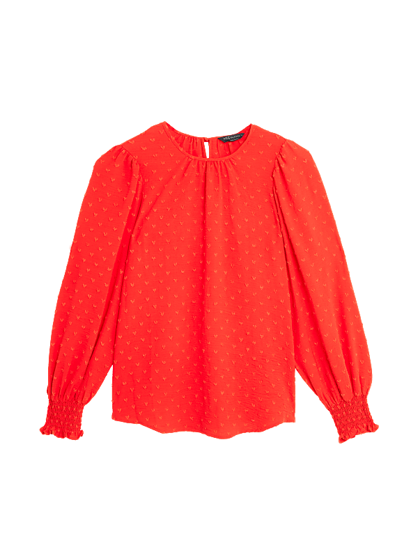 Textured Crew Neck Blouse