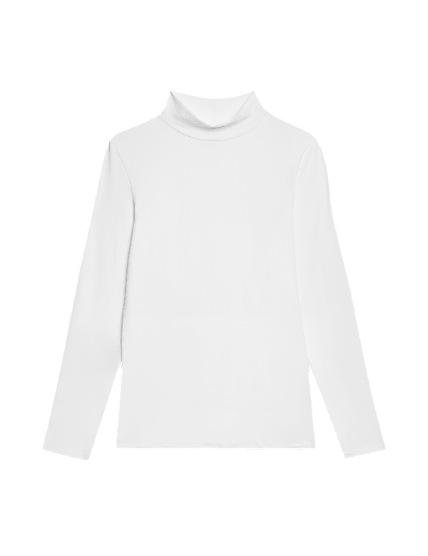 Cotton Rich Funnel Neck Slim Fit Top