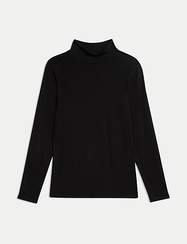 Cotton Rich Funnel Neck Slim Fit Top - LV