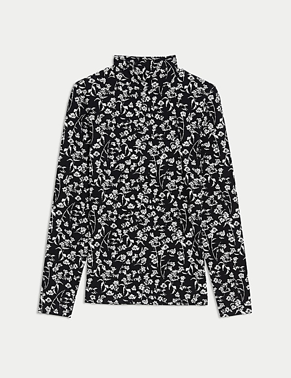 Cotton Rich Funnel Neck Printed Top - SE
