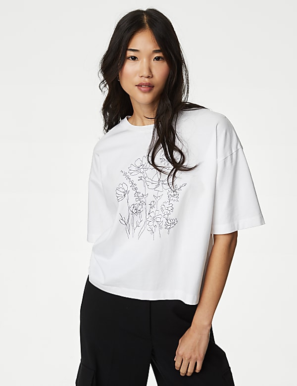 Pure Cotton Embroidered T-Shirt