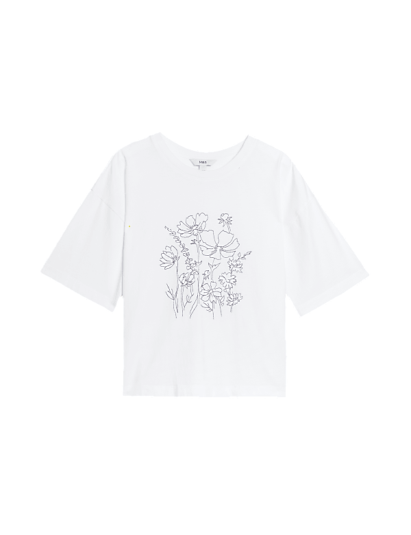 Pure Cotton Embroidered T-Shirt
