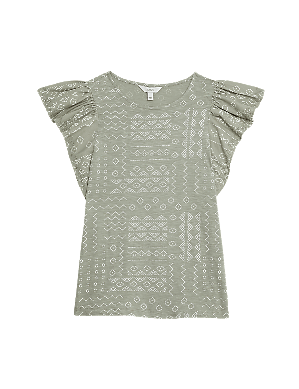Pure Cotton Printed Embroidered Top