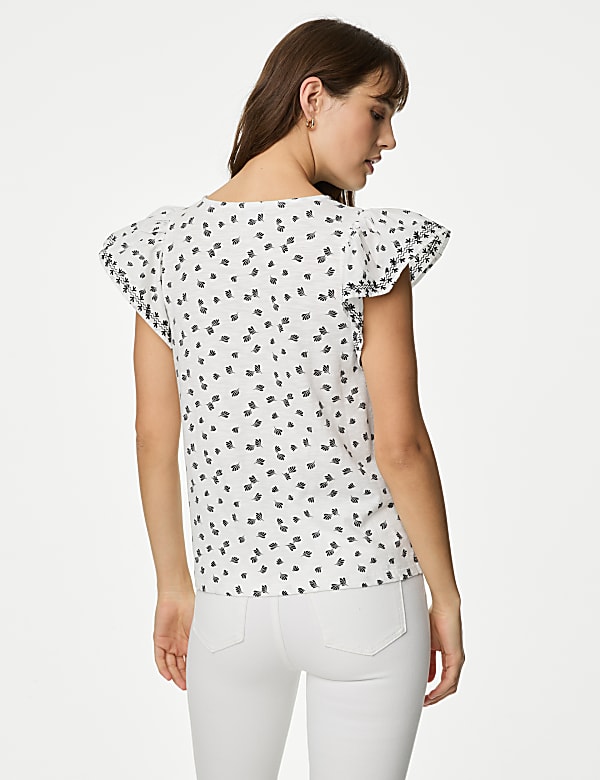 Pure Cotton Printed Embroidered Top