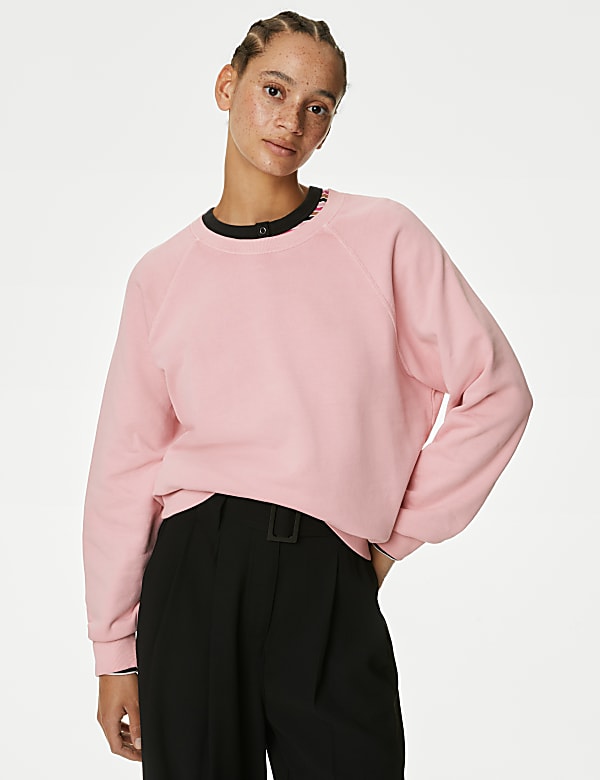 Pure Cotton Crew Neck Sweatshirt PINK Sweatshirts M S ID