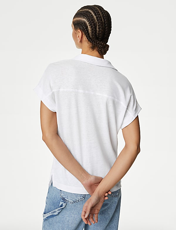 Linen Blend Collared Top