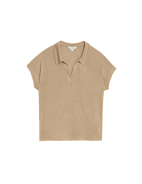 Linen Blend Collared Top
