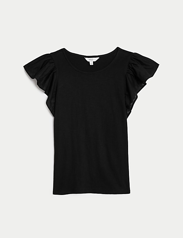 Top de manga acampanada con bordado 100% algodón - ES